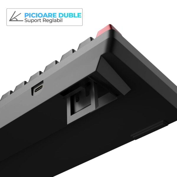 Tastatura Mecanica Gaming Timebox 60 Lumini LED 68 taste cu cablu Type C Red Swtich Portabila Negru Gri 5 - Timebox