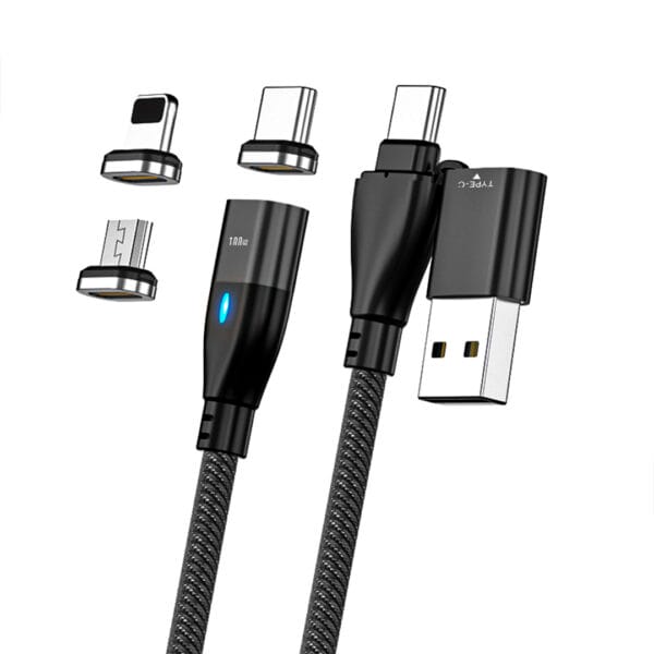 Cablu de date si Incarcare Rapida, Timebox 6 in 1, QC 3.0, 100W, Magnetic, USB, Type C, Tip Lightning, Micro-USB, 2m, Negru 1 - Timebox 1704466203 incercare2 - Timebox
