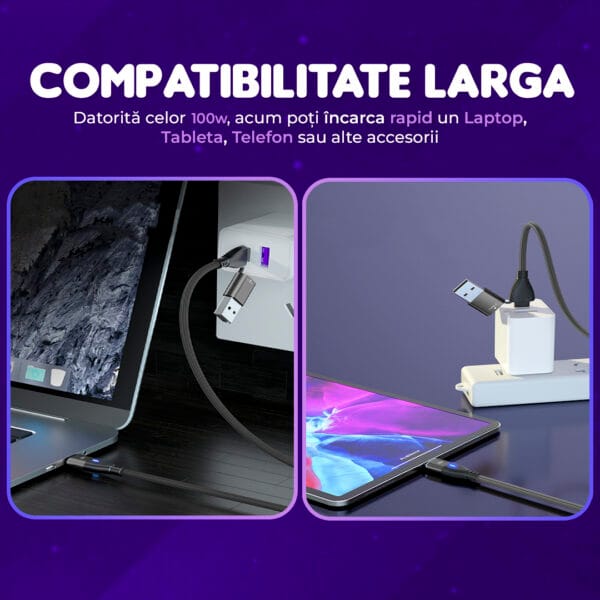 Cablu de date si Incarcare Rapida, Timebox 6 in 1, QC 3.0, 100W, Magnetic, USB, Type C, Tip Lightning, Micro-USB, 2m, Negru 3 - Timebox 1704466215 3 - Timebox