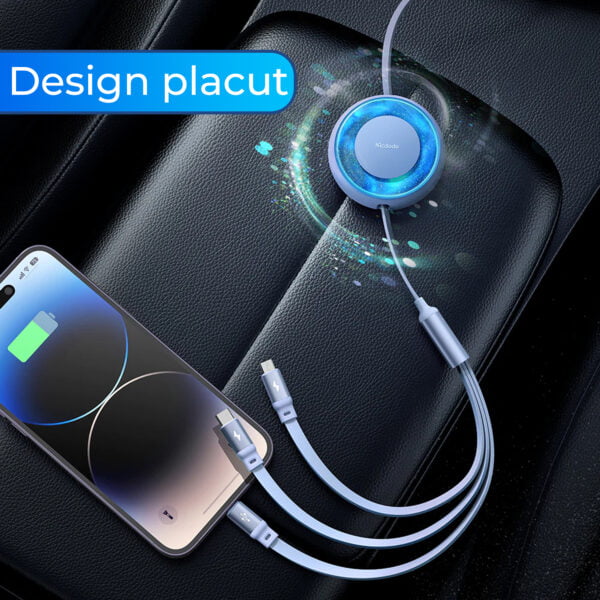 1704479063 Cablu de date 3 in 1 Retractabil Fast Charge Type C Lightning USB Micro USB 1.2m iPhone Samsung Huawei Xiaomi Airpods MacBook 5 - Timebox