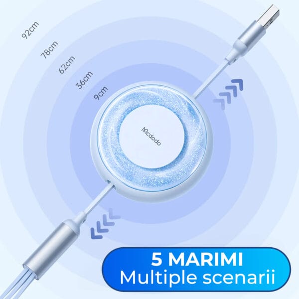 1704479077 Cablu de date 3 in 1 Retractabil Fast Charge Type C Lightning USB Micro USB 1.2m iPhone Samsung Huawei Xiaomi Airpods MacBook 7 - Timebox