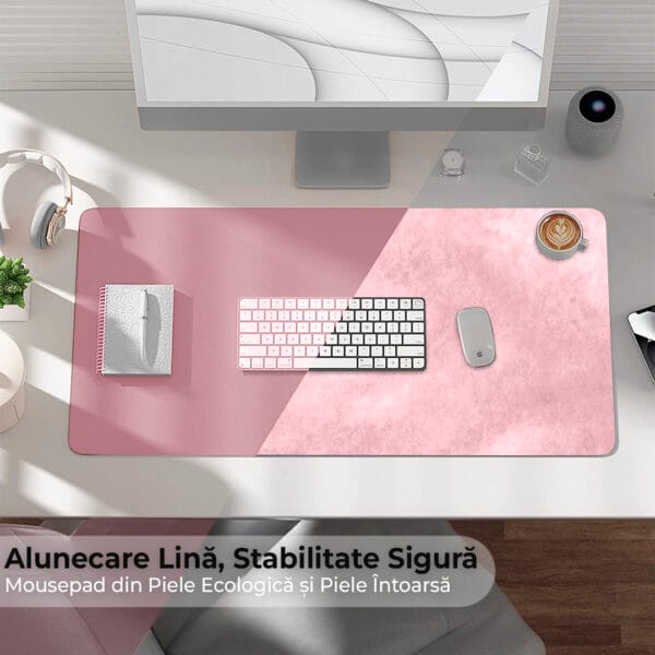 1704637634 mousepad gaming xxl office tastatura tavita mouse roz deschis cu cusatura 0 - Timebox