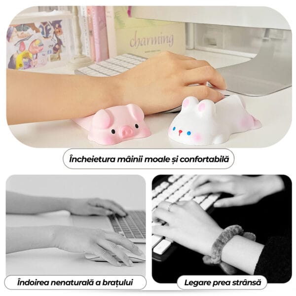 1704720031 Mousepad tip suport de incheietura moale rezistent comfortabil pentru tastatura mouse birou 13x6 cm Porcursor 2 1 - Timebox