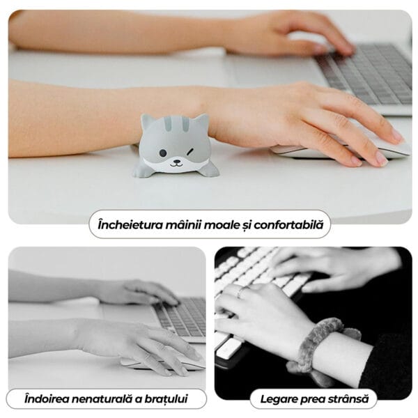 1704720079 Mousepad tip suport de incheietura moale rezistent comfortabil pentru tastatura mouse birou 13x6 cm Pisica 2 1 - Timebox