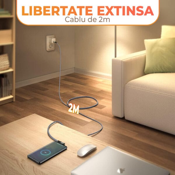 1706948849 cablu de date si incarcare rapida fast charge 60w usb c type c nylon iphone samsung huawei macbook apple 7 - Timebox
