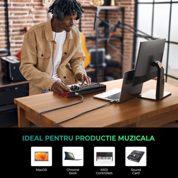 1707068736 Cablu de imprimanta Timebox USB si USB C la USB B 2.0 Placat cu aur 2m 7 - Timebox