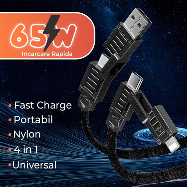 1707146103 Cablu de date si Incarcare Rapida 4 in 1 Fast Charge 65W 1.5m USB Lightning Type C iPhone Huawei Macbook Xiaomi Laptop 6 1 - Timebox