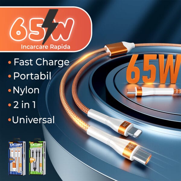 1707152320 Cablu de incarcare si transfer de date Fast Charge 65W USB C Type C Lightning iphone 15 Android Samsung Huawei Macbook Xiaomi 8 1 - Timebox