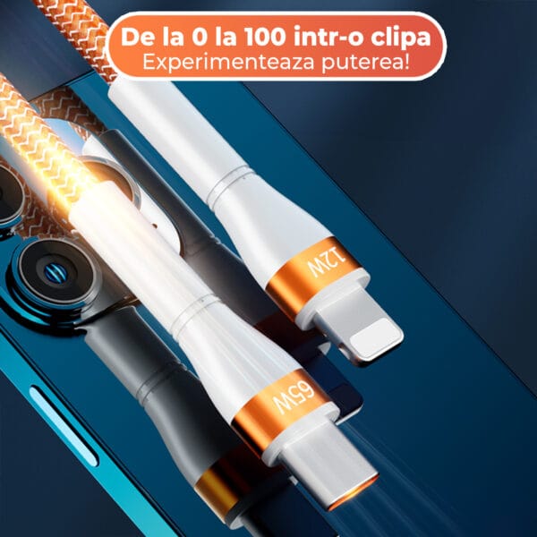 1707152337 Cablu de incarcare si transfer de date Fast Charge 65W USB C Type C Lightning iphone 15 Android Samsung Huawei Macbook Xiaomi 11 1 - Timebox