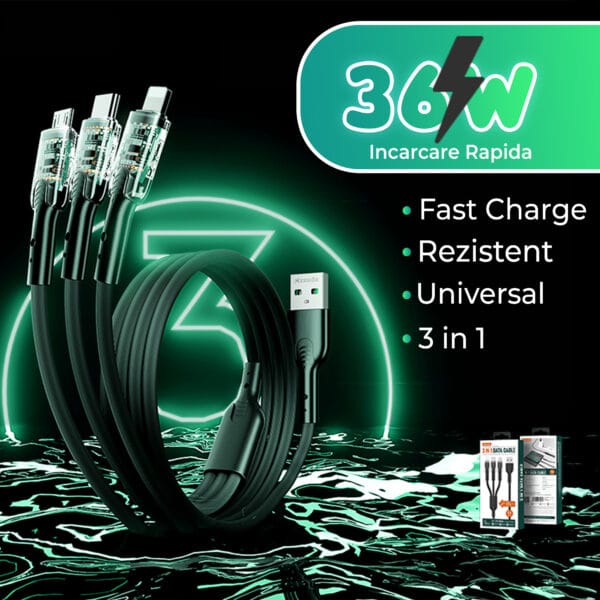 1707154669 Cablu de Incarcare si Transfer de Date 3 in 1 Fast Charge 36W 1.2m USB C Type C Lightning iPhone 15 Android Samsung Huawei Macbook Xiaomi 2 3 - Timebox