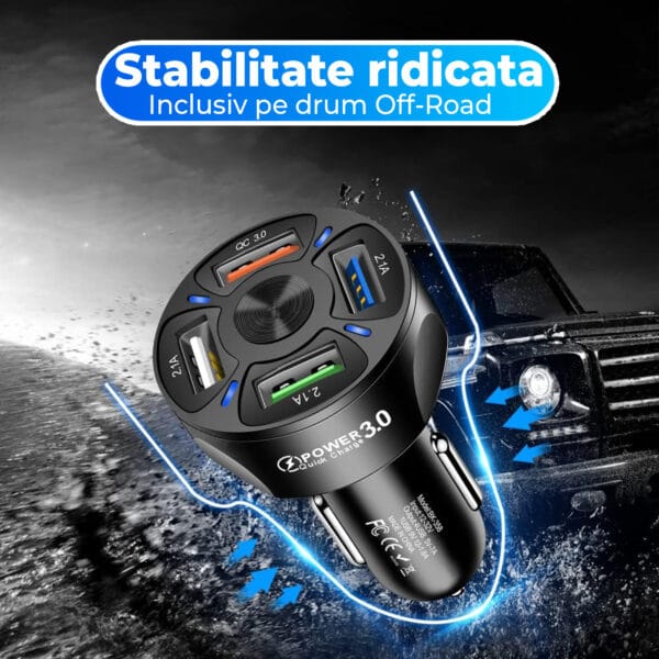 1707492885 Incarcator auto Fast Charge 4 in 1 USB lumini RGB Compatibil iphone samsung huawei 4 - Timebox