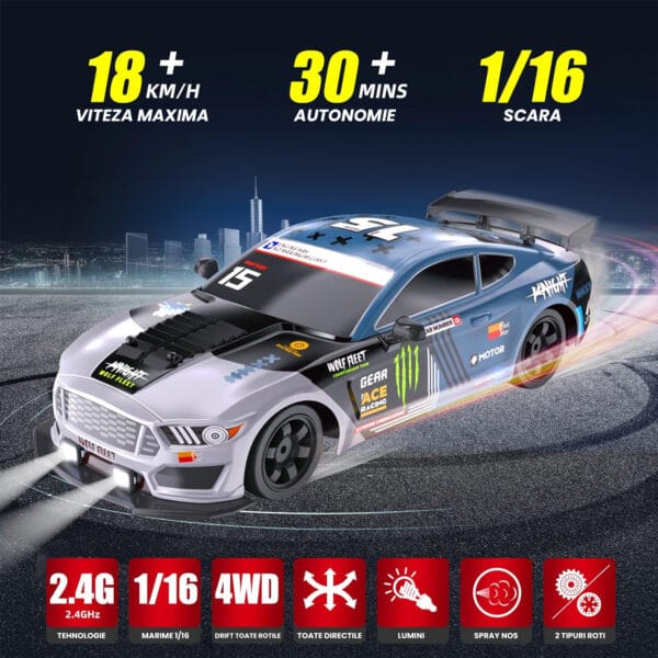 1709820978 Masina cu telecomanda RC Timebox Drift car 20kmh lumini LED cauciucuri interschimbabile 14 1 - Timebox