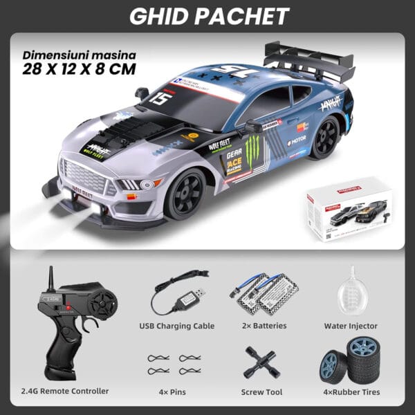 1709820978 Masina cu telecomanda RC Timebox Drift car 20kmh lumini LED cauciucuri interschimbabile 15 - Timebox