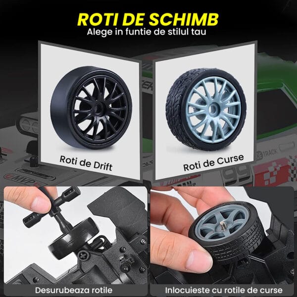 1709820979 Masina cu telecomanda RC Timebox Drift car 20kmh lumini LED cauciucuri interschimbabile 4 1 - Timebox