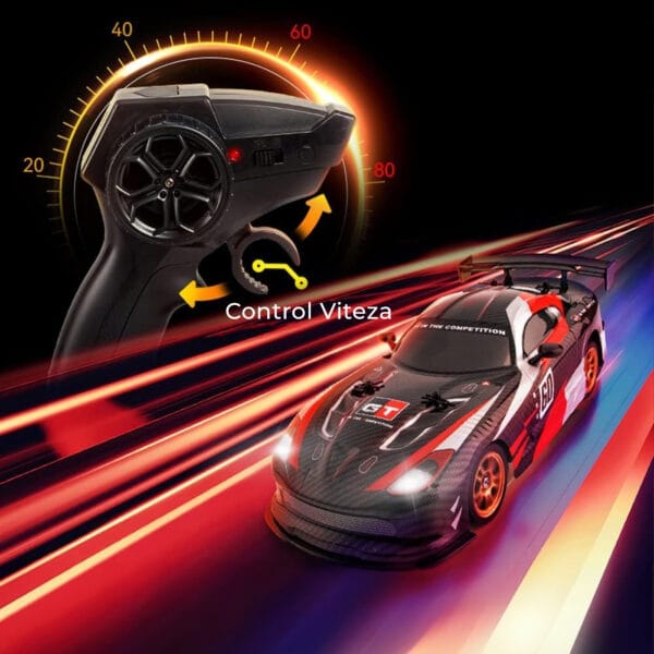 1709821156 Masina cu telecomanda RC PENTRU COPII Timebox Drift car 40kmh lumini LED cauciucuri interschimbabile 5 - Timebox