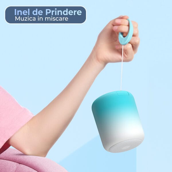 1710062458 Boxa portabila cu lumini RGB Bluetooth Sunet surround 360 1200mah Waterproof cu inel de prindere 6 - Timebox