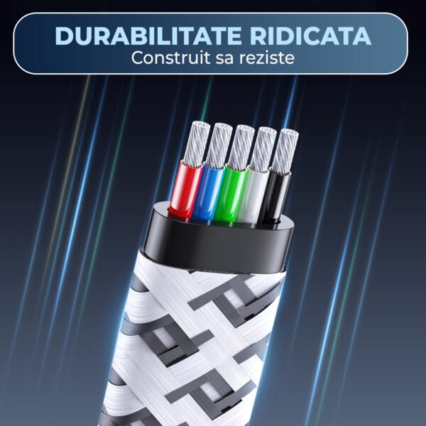 1710692723 Cablu de date si Incarcare Rapida 4 in 1 Fast Charge 100W 1.2m USB Lightning Type C iPhone Huawei Macbook Xiaomi Laptop 6 - Timebox