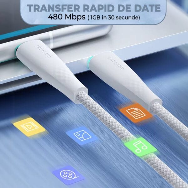 1711350962 cablu de date si incarcare rapida fast charge 100w usb c type c nylon iphone airpods watch macbook apple 4 - Timebox