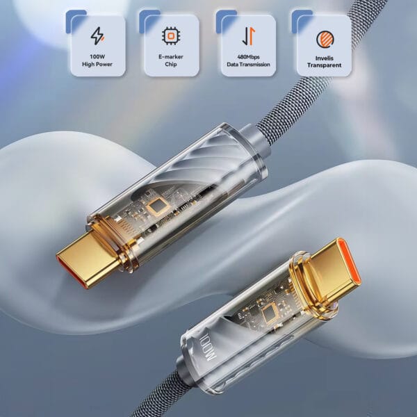 1711352764 cablu de date si incarcare rapida fast charge 100w usb c type c nylon iphone airpods watch macbook apple 2 1 - Timebox