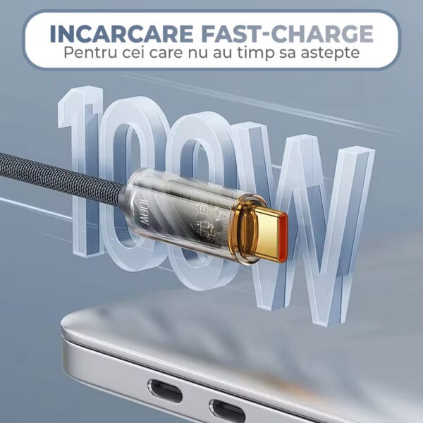 1711352770 cablu de date si incarcare rapida fast charge 100w usb c type c nylon iphone airpods watch macbook apple 3 - Timebox