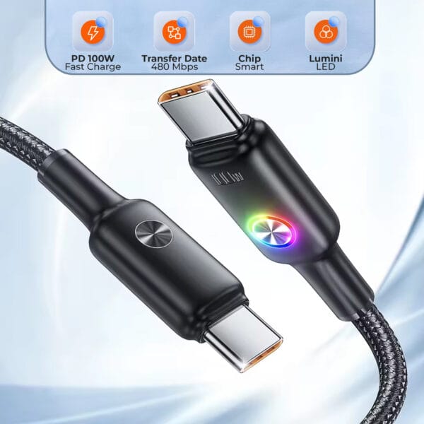 1711353337 cablu de date si incarcare rapida fast charge 100w usb c type c nylon iphone airpods watch macbook apple 2 1 - Timebox