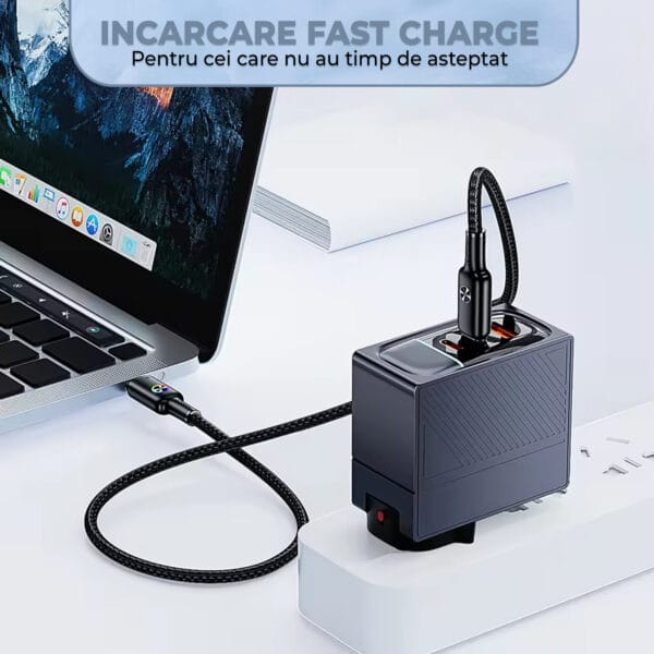 1711353338 cablu de date si incarcare rapida fast charge 100w usb c type c nylon iphone airpods watch macbook apple 3 - Timebox