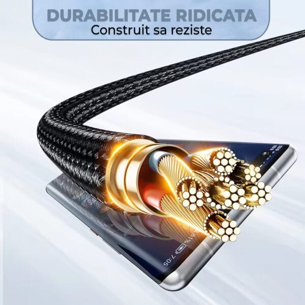 1711353338 cablu de date si incarcare rapida fast charge 100w usb c type c nylon iphone airpods watch macbook apple 6 - Timebox