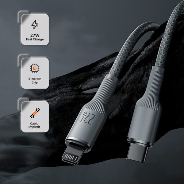 1711464174 cablu de date si incarcare rapida fast charge 27w usb c lightnig nylon iphone airpods watch macbook apple 1 1 - Timebox