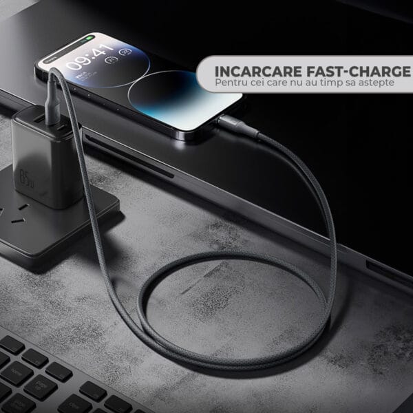 1711464178 cablu de date si incarcare rapida fast charge 27w usb c lightnig nylon iphone airpods watch macbook apple 3 - Timebox