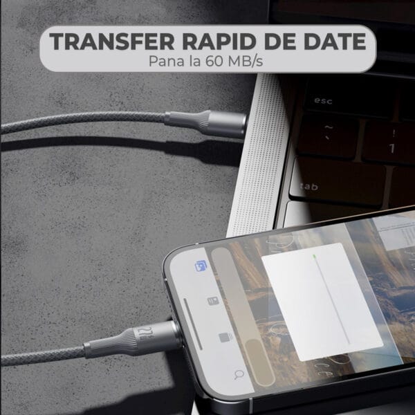 1711464184 cablu de date si incarcare rapida fast charge 27w usb c lightnig nylon iphone airpods watch macbook apple 5 - Timebox
