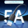 1711464596 cablu de date si incarcare rapida fast charge 100w usb c type c nylon iphone 15led samsung huawei 6 - Timebox