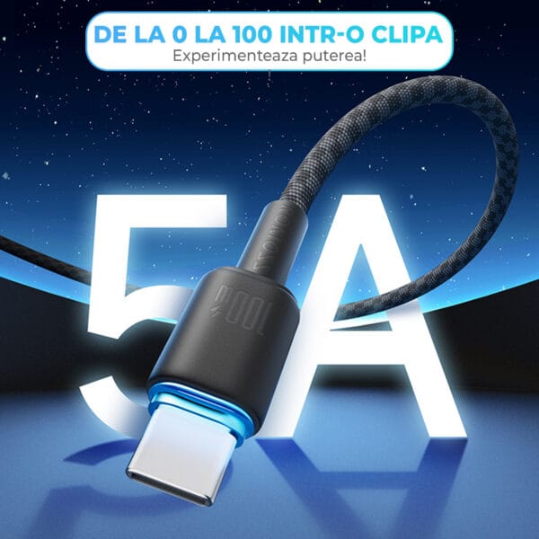 1711464596 cablu de date si incarcare rapida fast charge 100w usb c type c nylon iphone 15led samsung huawei 6 - Timebox