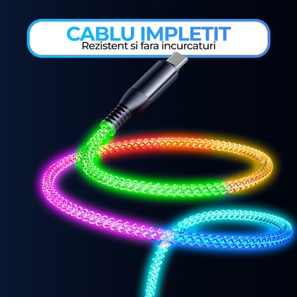 Cablu Date si Incarcare Rapida Timebox, 65W Fast Charge, 1.2m, USB-C la USB-C si Lightning, iluminat LED 4 - Timebox 1711723065 cablu de date fast charge 65w iluminat LED iphone apple macbook masina USB 4 - Timebox