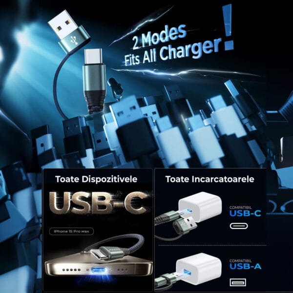 1713333412 Cablu de incarcare 3 in 1 si transfer de date Fast Charge 65W USB C Type C Lightning iphone 15 Android Samsung Huawei Macbook Xiaomi 3 1 - Timebox