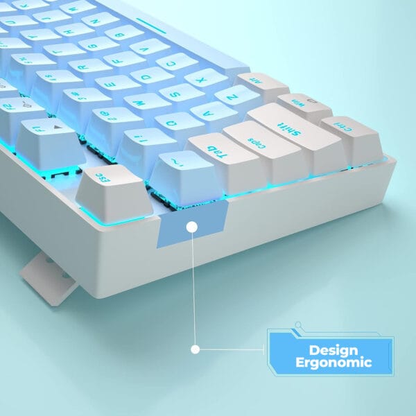 Tastatura Mecanica Gaming MageGee, 75%, iluminare LED, 87 taste TKL, cu fir, Blue Switch, Alb Albastru 3 - Timebox 1713856326 Tastatura Mecanica Gaming Timebox 75� iluminare LED 87 taste TKL cu fir Blue Switch Alb Albastru 3 - Timebox