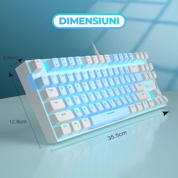 Tastatura Mecanica Gaming MageGee, 75%, iluminare LED, 87 taste TKL, cu fir, Blue Switch, Alb Albastru 8 - Timebox 1713856326 Tastatura Mecanica Gaming Timebox 75� iluminare LED 87 taste TKL cu fir Blue Switch Alb Albastru 8 - Timebox