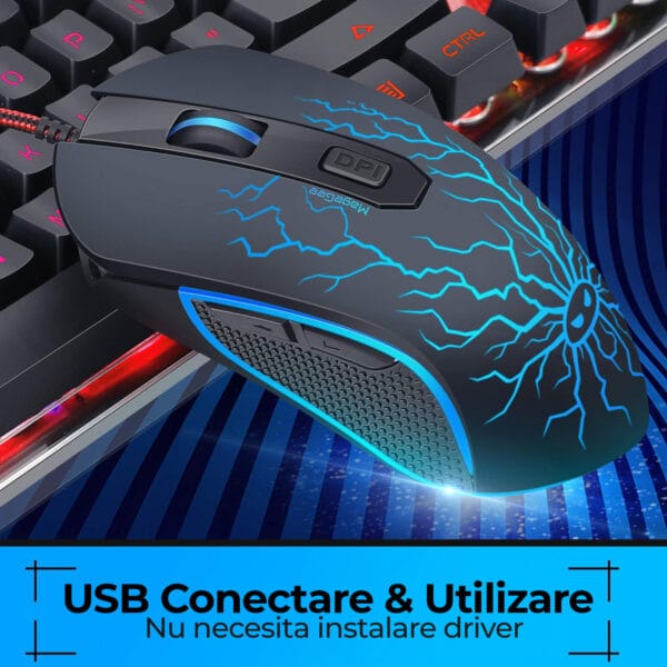1713858793 Kit Tastatura Mouse Gaming Timebox RGB 104 tastecu fir 7 culori si moduri de iluminare Design Ergonomic Baza metalica Negru 3 - Timebox