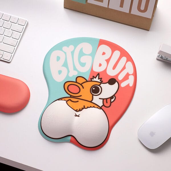 1713861794 Mousepad ergonomic spuma cu memorie pentru sustinere incheietura mana cu Wrist Rest mouse Baza anti derapanta Stil Catel Corgi 3 - Timebox