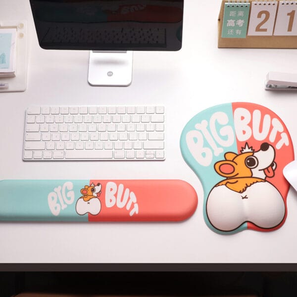 1713861795 Mousepad ergonomic spuma cu memorie pentru sustinere incheietura mana cu Wrist Rest mouse Baza anti derapanta Stil Catel Corgi 6 - Timebox