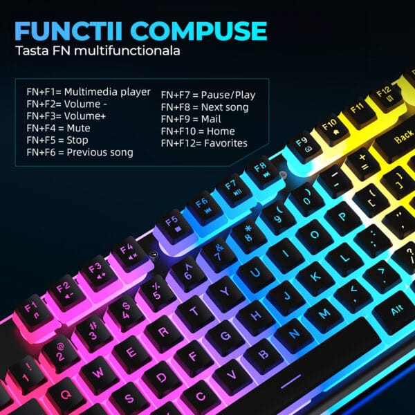 Kit Tastatura, Mouse Gaming, Timebox, RGB, Wireless, 2.4 GHz, 7 culori si moduri de iluminare, 104 taste Design Ergonomic, Negru 3 - Timebox 1717505080 Kit Tastatura Mouse Gaming Timebox RGB Wireless 2.4 GHz 7 culori si moduri de iluminare Design Ergonomic Negru 3 1 - Timebox