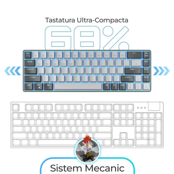 1720114328 Tastatura Mecanica Gaming Timebox 60 iluminare RGB 68 taste PBT Pudding cu cablu Type C blue swtich 2 1 - Timebox