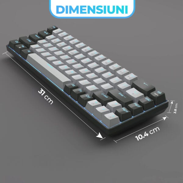 1720114363 Tastatura Mecanica Gaming Timebox 60 iluminare RGB 68 taste PBT Pudding cu cablu Type C blue swtich 9 - Timebox