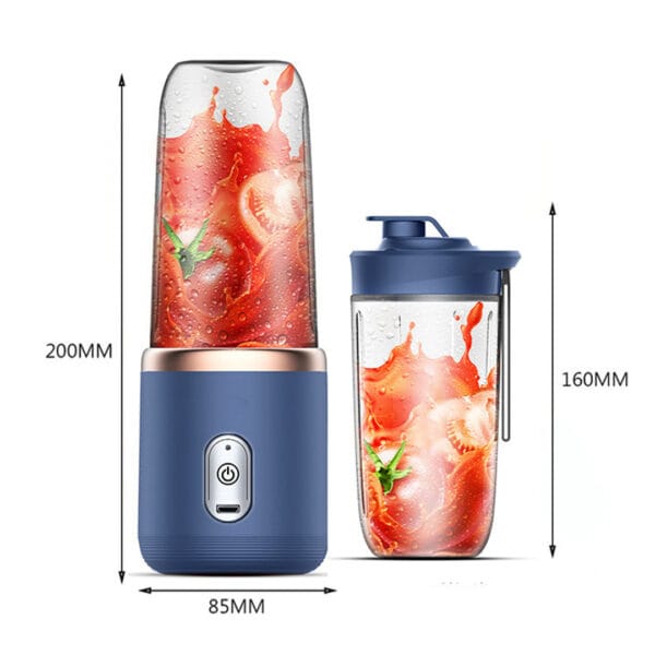 Mini blender electric, portabil, compact, multifunctional, smoothie, legume si fructe, milk shake, fresh, wireless, 6 lame otel, 400ml, albastru 19 - Timebox 39040618 - Timebox