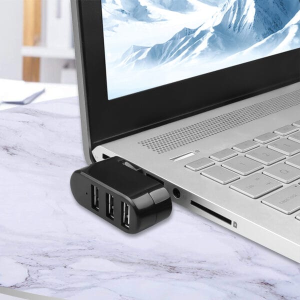 Hub USB extern 3 in 1, Rotativ 180 grade, Adaptor cu 3 porturi, USB 3.0, Splitter, Compatibil Laptop, MacBook, PC, Negru 6 - Timebox 41304098 - Timebox