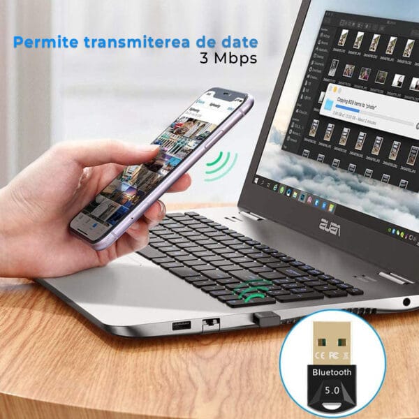 Adaptor Bluetooth Dongle Timebox, USB, Compatibil cu Dispozitive Wireless, Casti, Mouse, Tastatura, Laptop, Telefon, Plug&Play 4 - Timebox 41304185 - Timebox