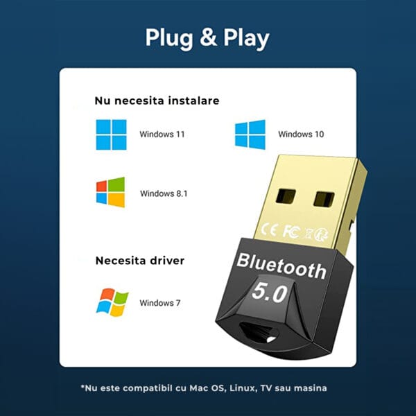 Adaptor Bluetooth Dongle Timebox, USB, Compatibil cu Dispozitive Wireless, Casti, Mouse, Tastatura, Laptop, Telefon, Plug&Play 6 - Timebox 41304187 - Timebox