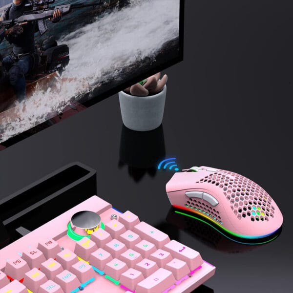 Mouse gaming wireless Timebox, ultrausor 95g, FastCharge, USB, 2.4 GHz, RGB Led, 2 Butoane Programabile, Roz 7 - Timebox 43009553 - Timebox