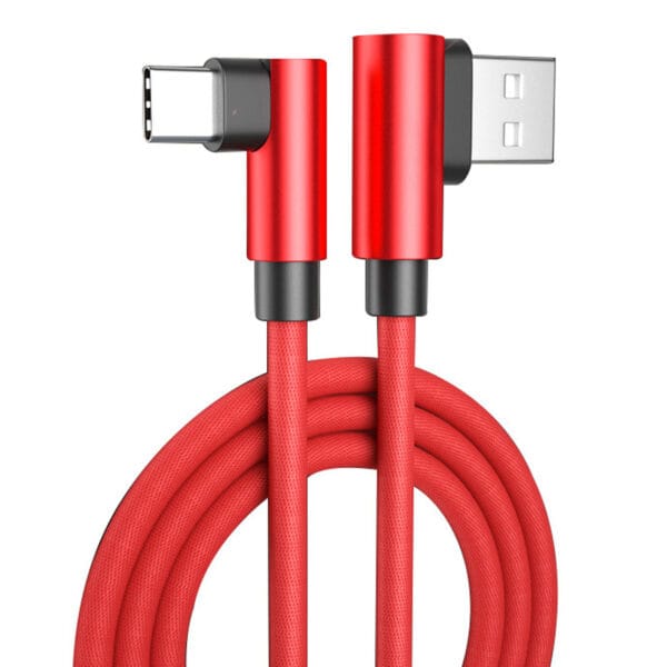 Cablu Date si Incarcare Rapida Timebox, USB la Type-C, unghi 90 grade, 3m, Rosu 1 - Timebox 44580516 - Timebox