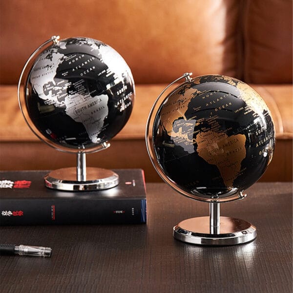 Glob pamantesc, Timebox, diametru 14 cm, talpa si suport din aluminiu, decoratiune birou, Negru/Silver 4 - Timebox 45256590 - Timebox
