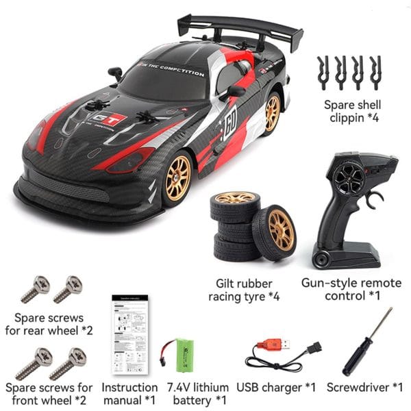 Masina cu telecomanda RC PENTRU COPII Timebox Drift car 40kmh lumini LED cauciucuri interschimbabile 10 - Timebox